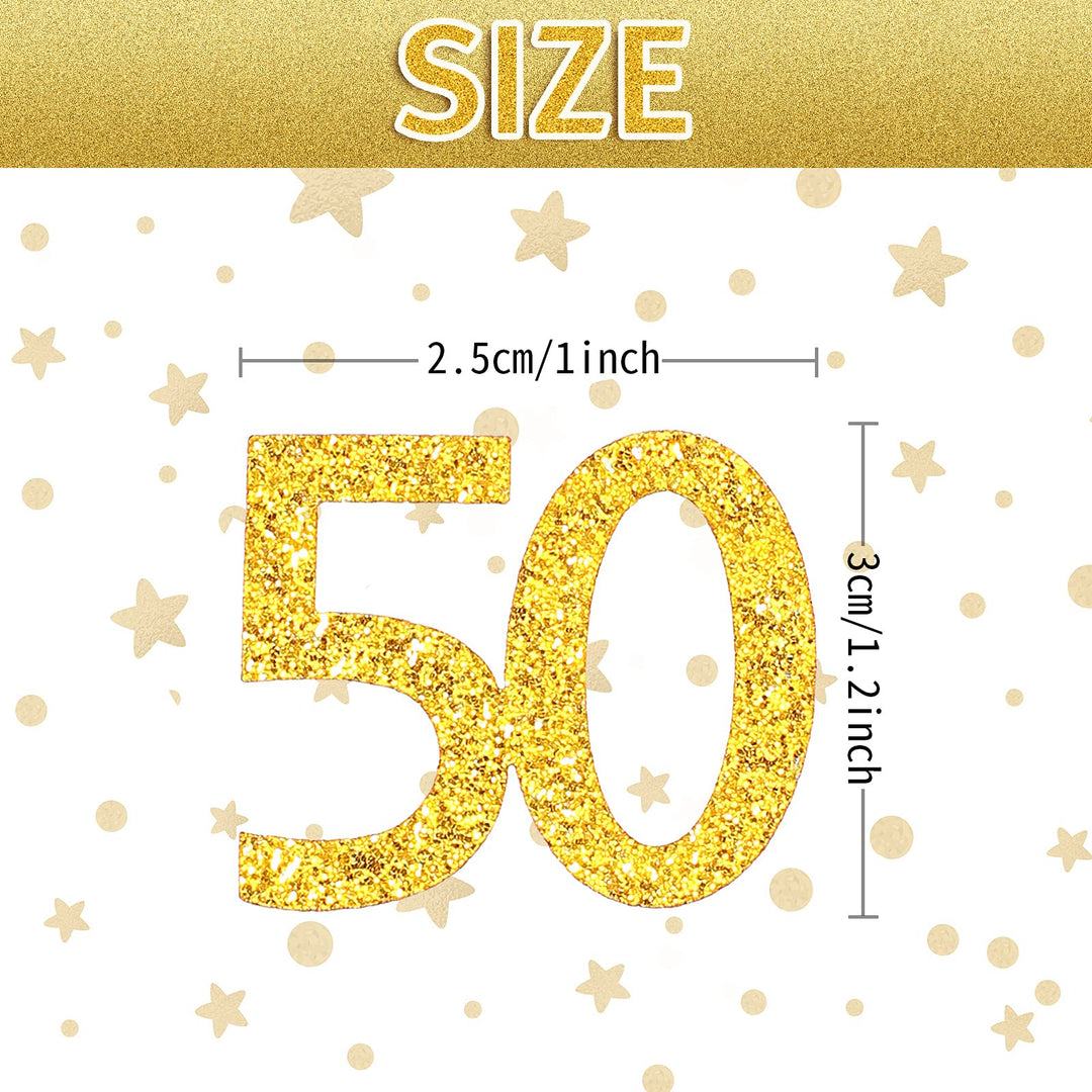 200 Pieces 40th 50th Birthday Confetti Gold Confetti Anniversary Confetti Glitter Gold Table Confetti for Birthday, Anniversary Party Supplies(50 Style)