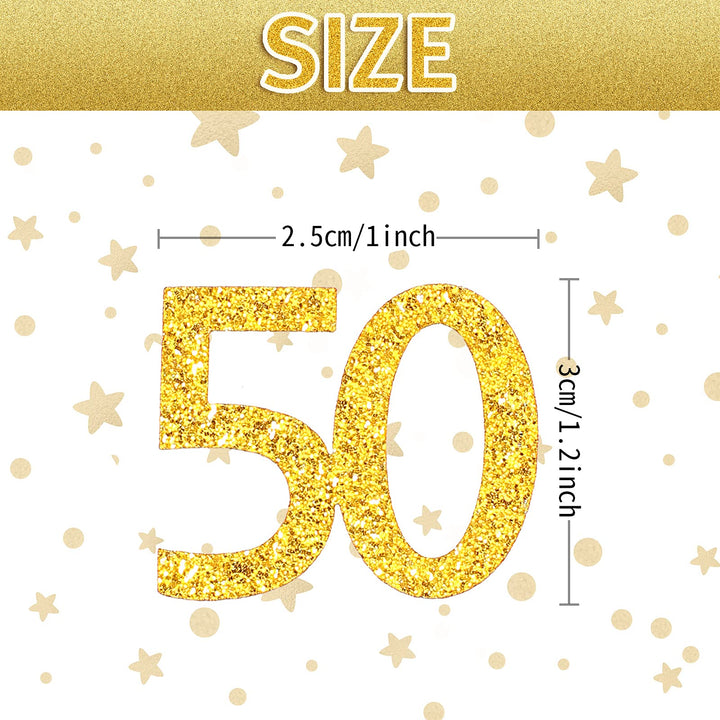 200 Pieces 40th 50th Birthday Confetti Gold Confetti Anniversary Confetti Glitter Gold Table Confetti for Birthday, Anniversary Party Supplies(50 Style)