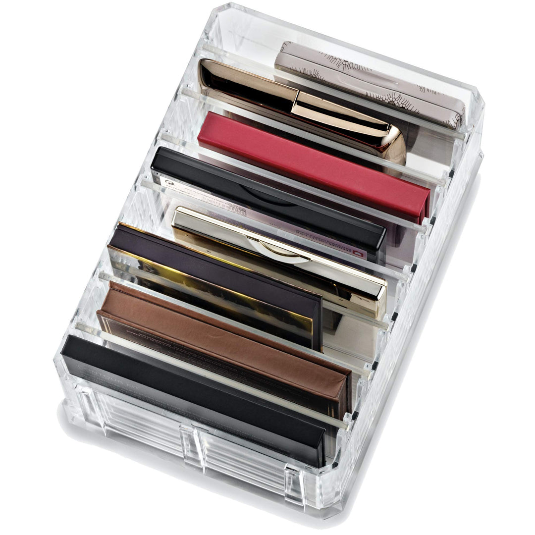 byAlegory Acrylic Medium Eyeshadow Palette Makeup Organizer W/ Removable Dividers Designed To Stand &amp; Lay Flat | 8 Space Organization Container Storage - Fits Standard Size Palettes - Clear