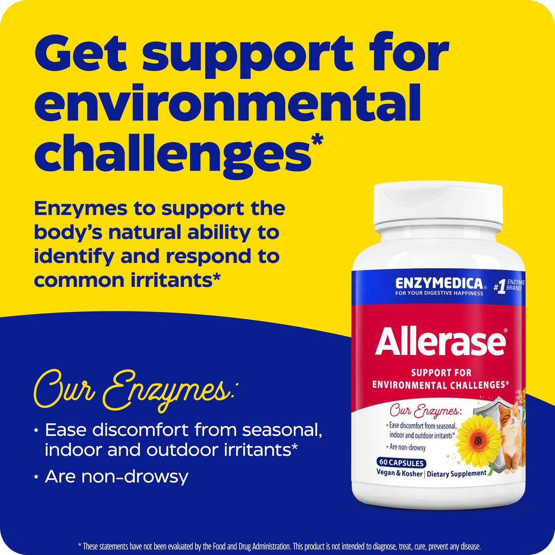 Enzymedica, Allerase, Non-Drowsy Enzyme Supplement to H