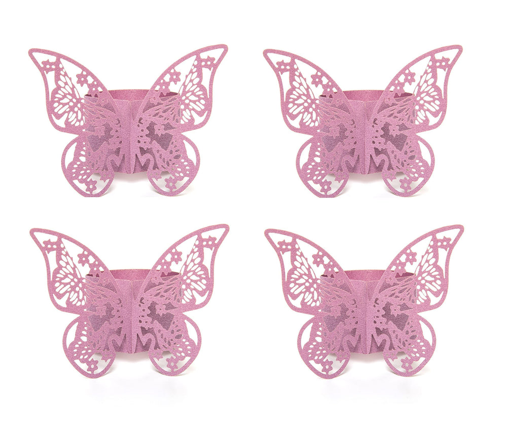 100 Pieces Napkin Rings, 3D Butterfly Paper Napkin Rings for Place Settings, Wedding Receptions, Dinner or Holiday Parties, Family Gatherings, DIY Decoration (Purple)