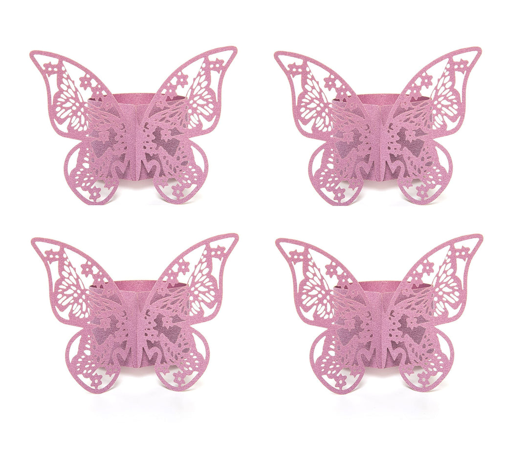 100 Pieces Napkin Rings, 3D Butterfly Paper Napkin Rings for Place Settings, Wedding Receptions, Dinner or Holiday Parties, Family Gatherings, DIY Decoration (Purple)