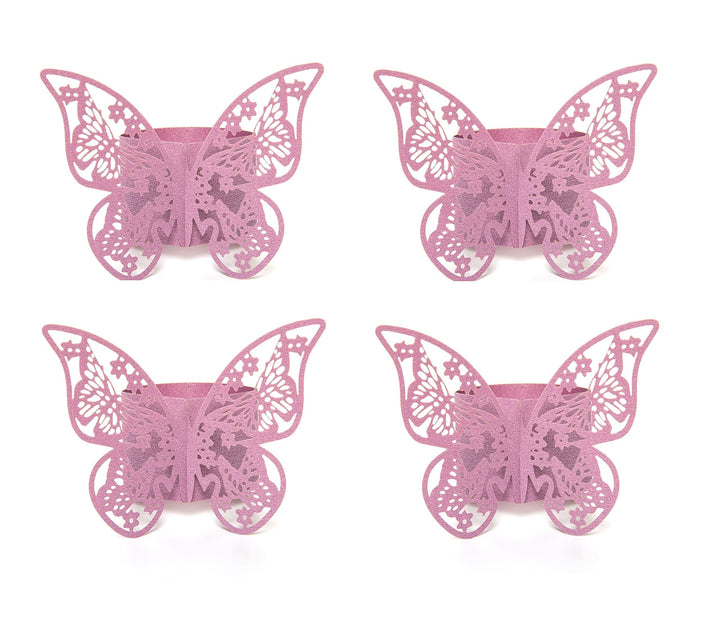 100 Pieces Napkin Rings, 3D Butterfly Paper Napkin Rings for Place Settings, Wedding Receptions, Dinner or Holiday Parties, Family Gatherings, DIY Decoration (Purple)