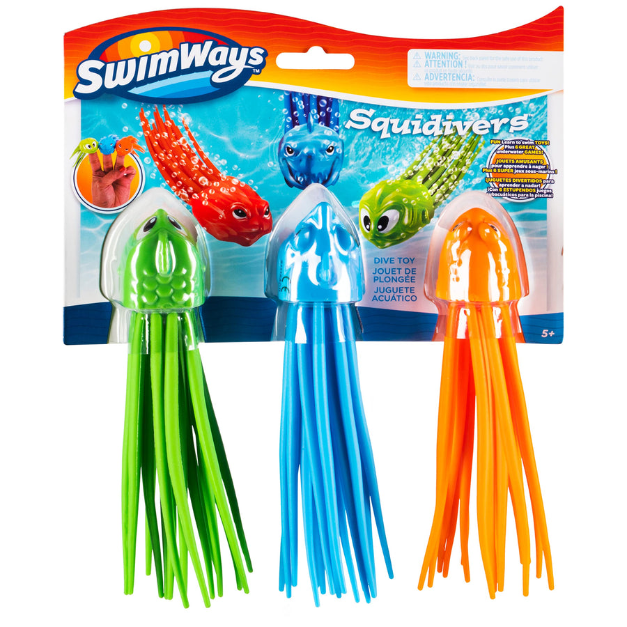 SquiDivers Kids Pool Diving Toys, 3 Pack, Bath Toys & Pool Party Supplies for Kids Ages 5 and Up