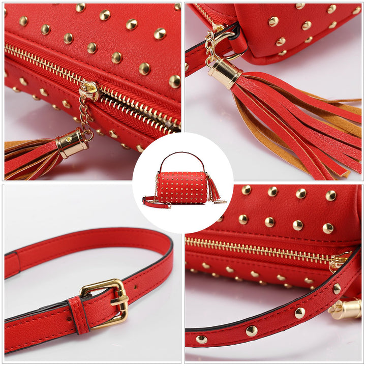 Shoulder Bag Small Side Purse Mini Clutch with Bling Rivets