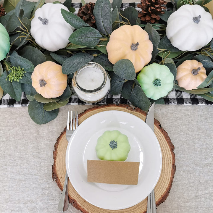12 Pcs Assorted Small Frosted Artificial Pumpkins Foam Pumpkins Rustic Harvest Decorative Pumpkins in White Orange Green Fall Thanksgiving Halloween Decor