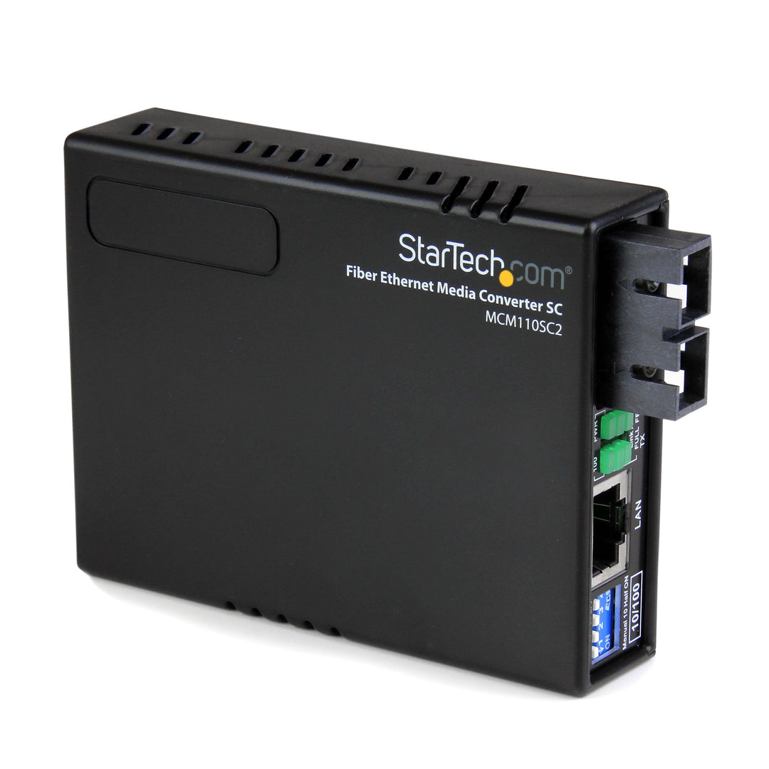 Multimode (MM) SC Fiber Media Converter for 10/100Mbps Network - Ethernet to SC MM Fiber Media Converter - 2 km / 1.2 m, TAA (MCM110SC2)