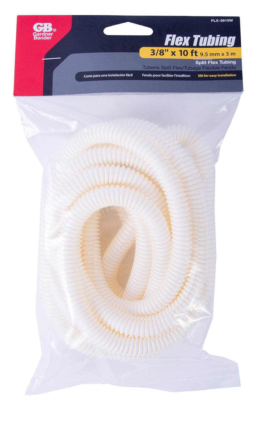 FLX-3810W, inch x 10 ft, White Split Flex Tubing