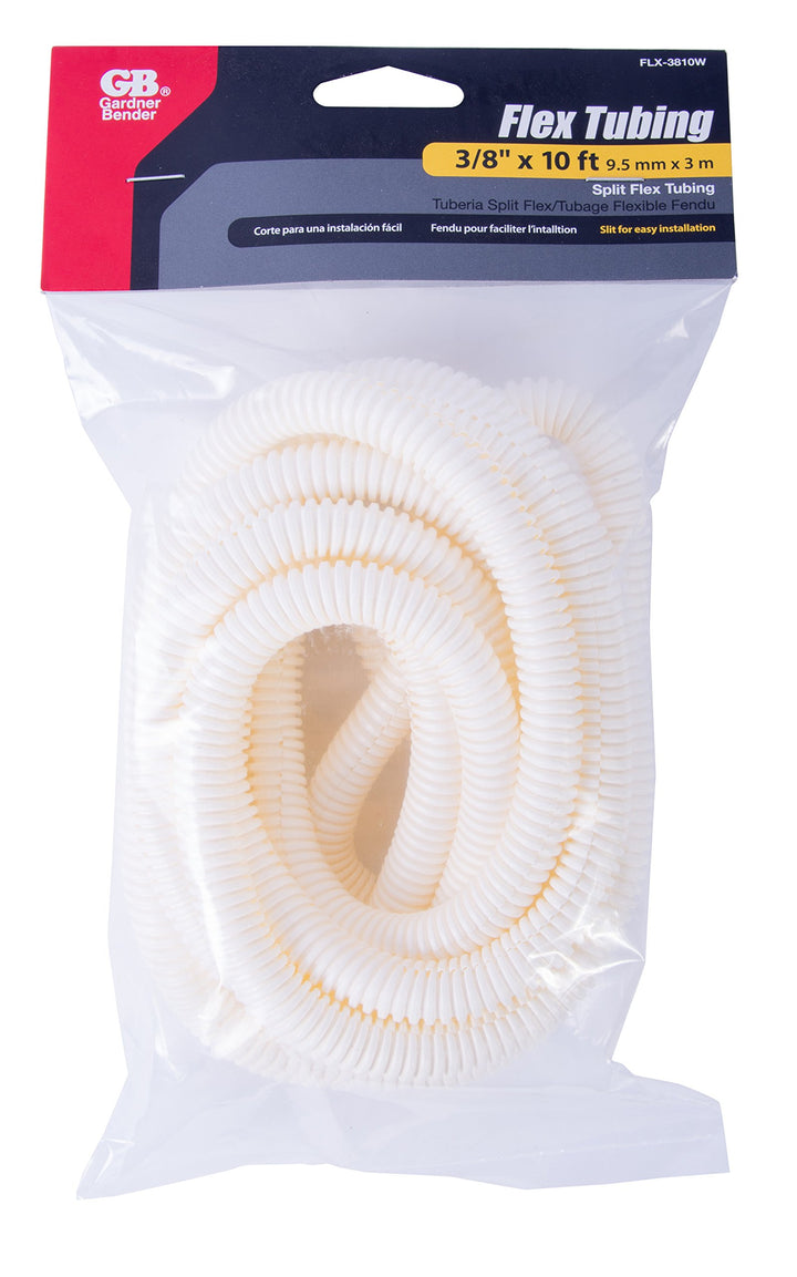 FLX-3810W, inch x 10 ft, White Split Flex Tubing