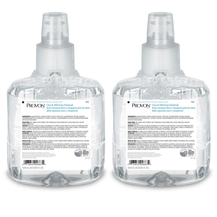 PROVON 1941-02 Clear and Mild Foam Handwash, 1200 mL LTX-12 Refill (Pack of 2)