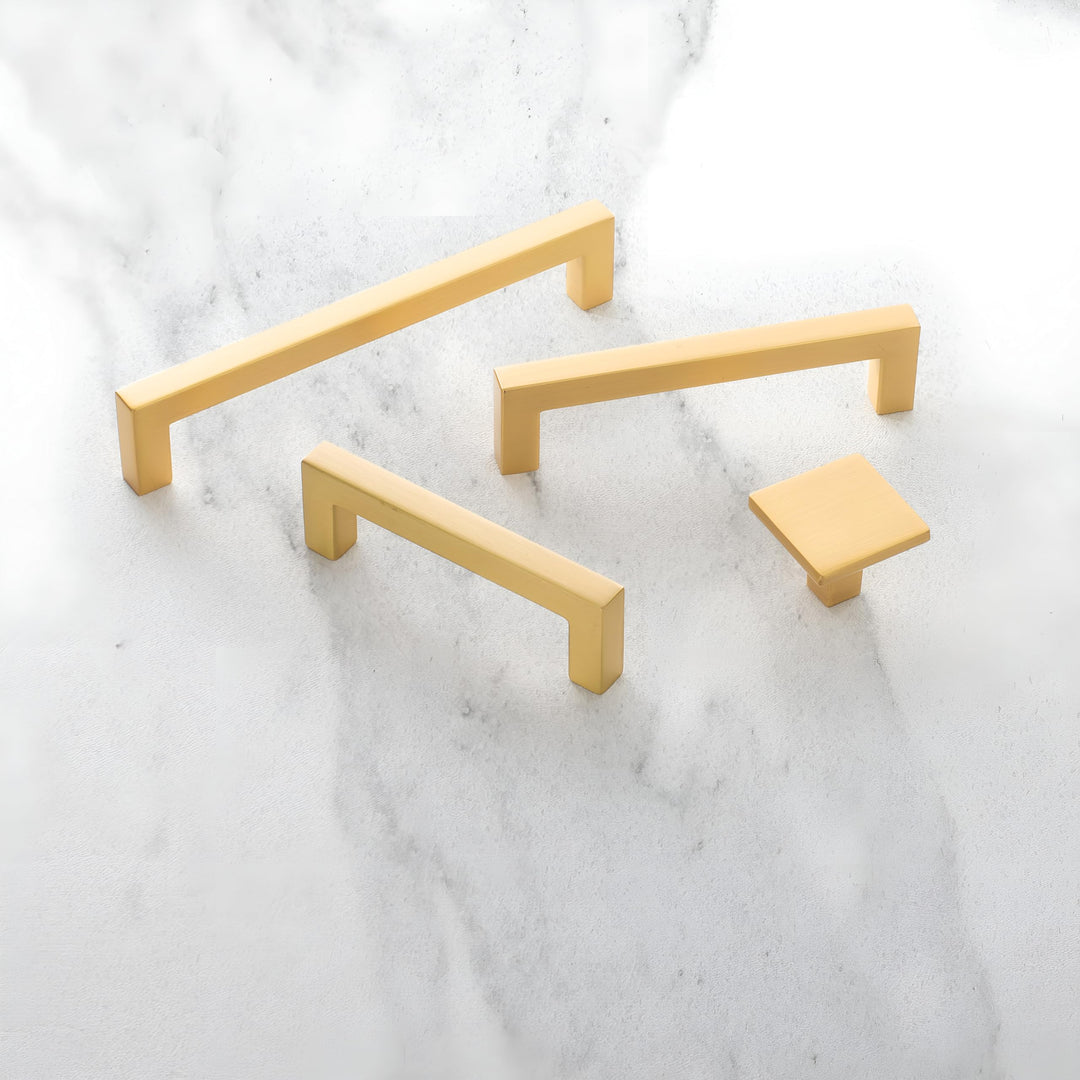 1 Pack Solid Core Kitchen Cabinet Pulls, Luxury Cabinet Handles, Hardware for Doors &amp; Dresser Drawers, 18 Inch Hole Center, Brushed Golden Brass, Skylight Collection