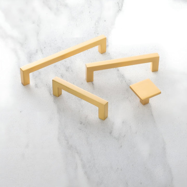 1 Pack Solid Core Kitchen Cabinet Pulls, Luxury Cabinet Handles, Hardware for Doors &amp; Dresser Drawers, 18 Inch Hole Center, Brushed Golden Brass, Skylight Collection