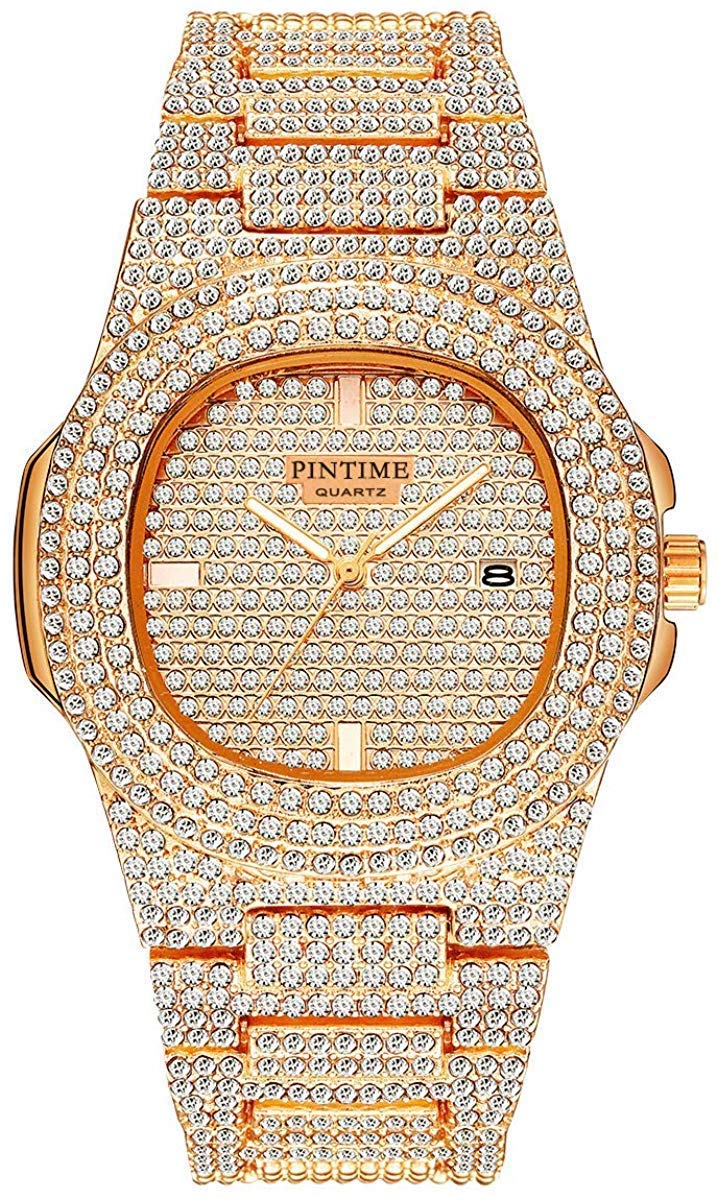 Mens Diamond Watches Luxury Unisex Silver Gold Iced-Out Bling CZ Crystal Fashion Quartz Stainless Steel Women's Wristwatches
