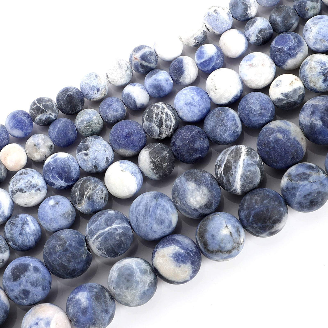 38pcs 10mmNatural Stone Beads,Unpolished Matte Flower Blue Pattern Gemstone Gem Strand, Round Loose Beads for Jewelry Making,Energy Stone Healing Power,DIY Making