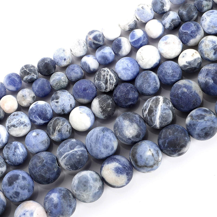 38pcs 10mmNatural Stone Beads,Unpolished Matte Flower Blue Pattern Gemstone Gem Strand, Round Loose Beads for Jewelry Making,Energy Stone Healing Power,DIY Making