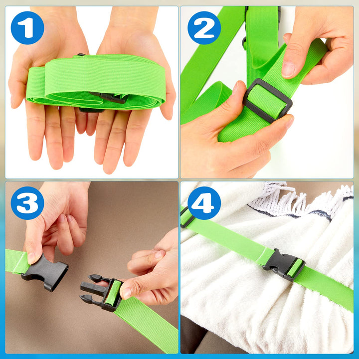4 Pcs Towel Bands for Beach Chairs Adjustable Beach Towel Holder Elastic Chair Clips Towel Straps for Beach Pool Cruise Carnival Ship Travel Vacation Accessories Essentials, 4 Colors