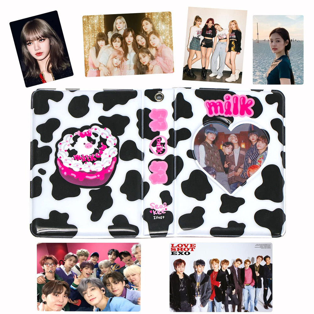 Mini Photo Album 3 Inch Love Heart Hollow Kpop photocard Binder Name Card Book Photo Album Instax Scrapbook Album Collect Book Card Photocard ID Holder 40 Pockets (Black)