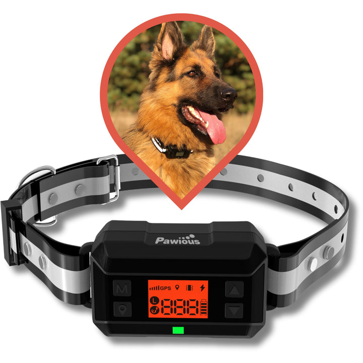 Pawious GPS Wireless Dog Fence - GPS Signal Boost, AI Scene Recognition - Radius from min 33 to max 1000 Yards, IPX7 Waterproof, Containment System for Medium and Large Dogs