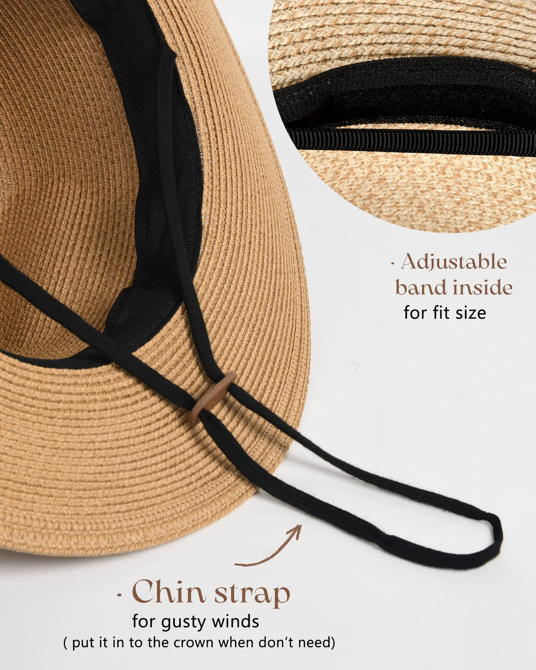 FURTALK Womens Mens Wide Brim Straw Panama Hat Fedora S