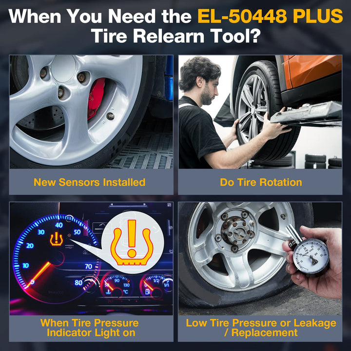 EL-50448 Plus TPMS Relearn Tool for Ford for GM Automotive Tire Pressure Monitor Sensor 315/433 MHz Reset Tool, 2 in 1 Relearn Tool for F150 for Lincoln for Buick for Cadillac Vehicle
