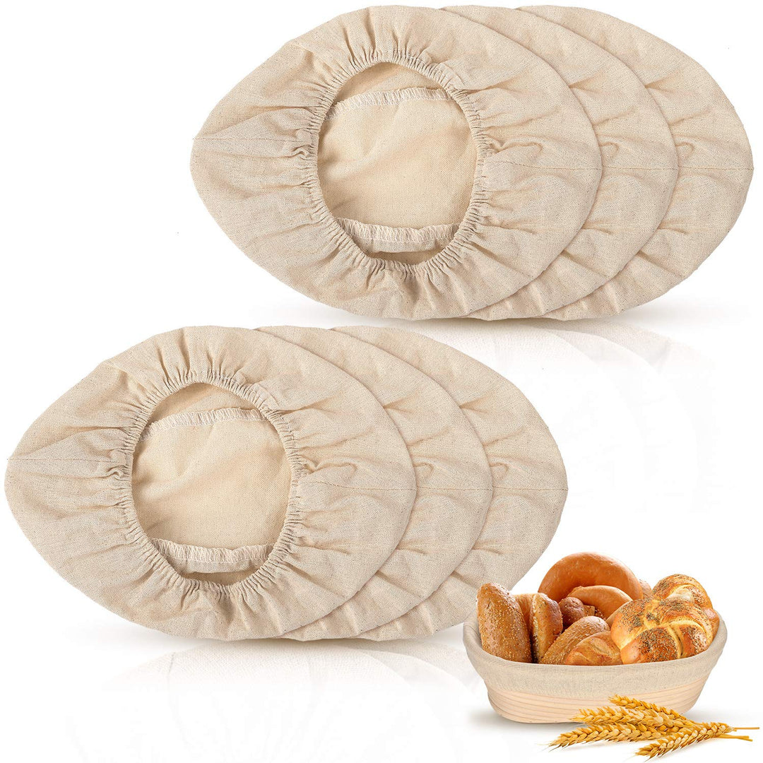 6 Pieces Bread Banneton Proofing Basket Liner Cloth Cover Natural Rattan Baking Dough Banneton Proofing Sourdough Basket Cloth Liner Bread Baking Supplies(Oval, 10 Inch)