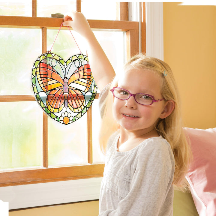 Melissa &amp; Doug Stained Glass Made Easy Activity Kit: Butterfly - 140+ Stickers - Kids Sticker Stained Glass Craft Kit; Sun Catchers For Kids Ages 5+
