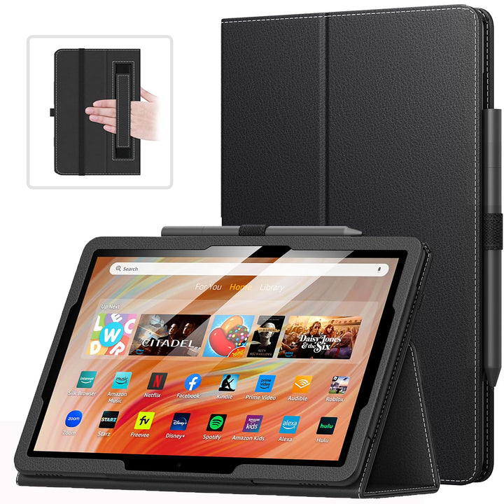 Case Fits All-New Amazon Kindle Fire HD 10 &amp; 10 Plus Tablet (13th/11th Generation, 2023/2021 Release) 10.1 - Slim Folding Stand Cover with Auto Wake/Sleep, Black