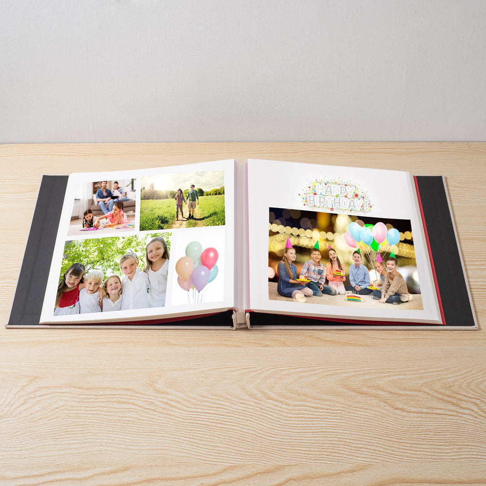Photo Album Self Adhesive 3x5 4x6 5x7 6x8 8x10 8.5x11 11x10.6 Magnetic Scrapbook Album DIY Length 11x10.6 Inch 40 Pages Linen Cover DIY Photo Album with A Metallic Pen and DIY Accessories(Light Beige)