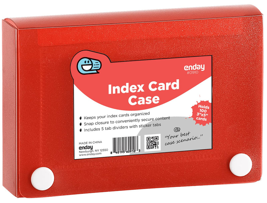 Index Card Holder Red, 3x5 Note Flash Card Organizer Case, File Box with 5 Dividers, Notecard Box Holds 100 Cards, Also Available in Blue, Purple, Green, Pink, Grey, 1 Pack – By