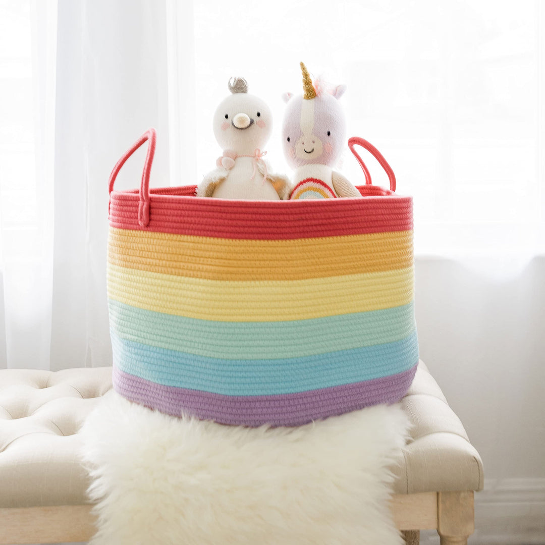 OrganiHaus Large Blanket Basket for Living Room 20x13, 