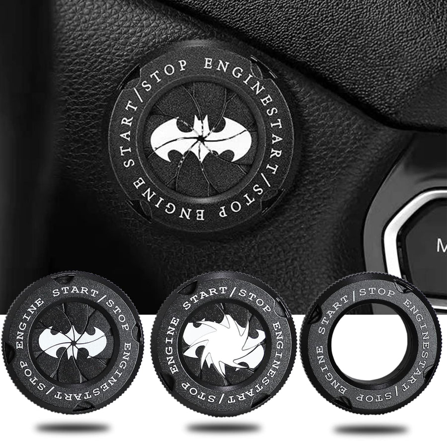 Bat Engine Start Stop Button Cover,Rotary Car Push Start Button Cover Interior Accessories,Anti Scratch Universal Button Protective DIY Decoration,Gift for Men (Bat Black)