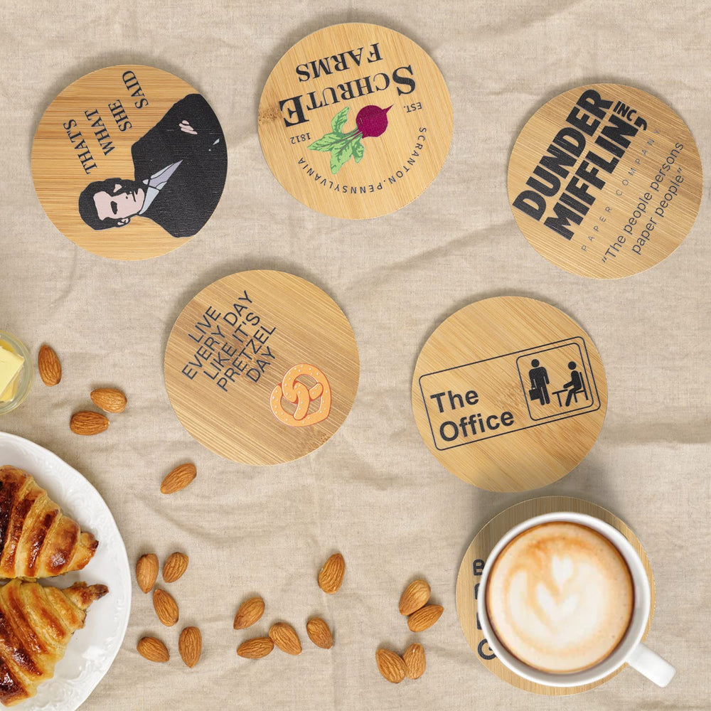 The Office Bamboo Wood Coasters Set of 6, The Office Me