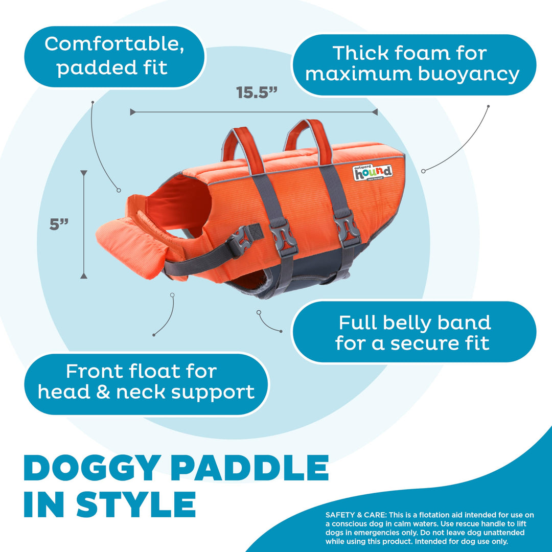 Granby Splash Orange Dog Life Jacket, Medium