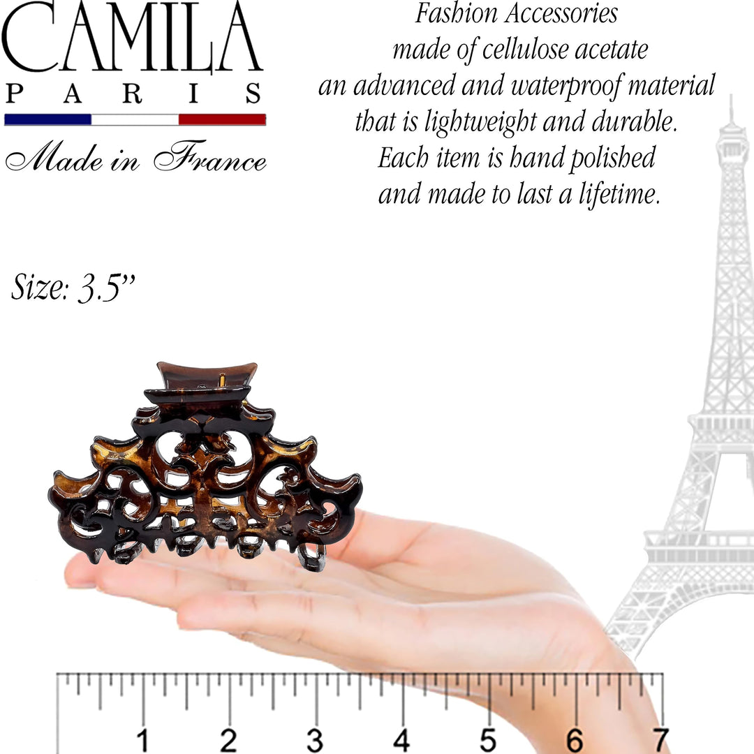 Camila Paris NV105 (3 1/2) French Hair Accessories for Women Claw Clamp Clip. No Pulling or Damage. Strong Hold/No Slip Grip and Durable Styling Girls Ornaments. Made in France