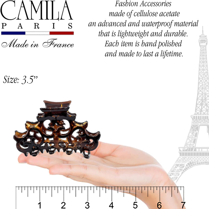 Camila Paris NV105 (3 1/2) French Hair Accessories for Women Claw Clamp Clip. No Pulling or Damage. Strong Hold/No Slip Grip and Durable Styling Girls Ornaments. Made in France