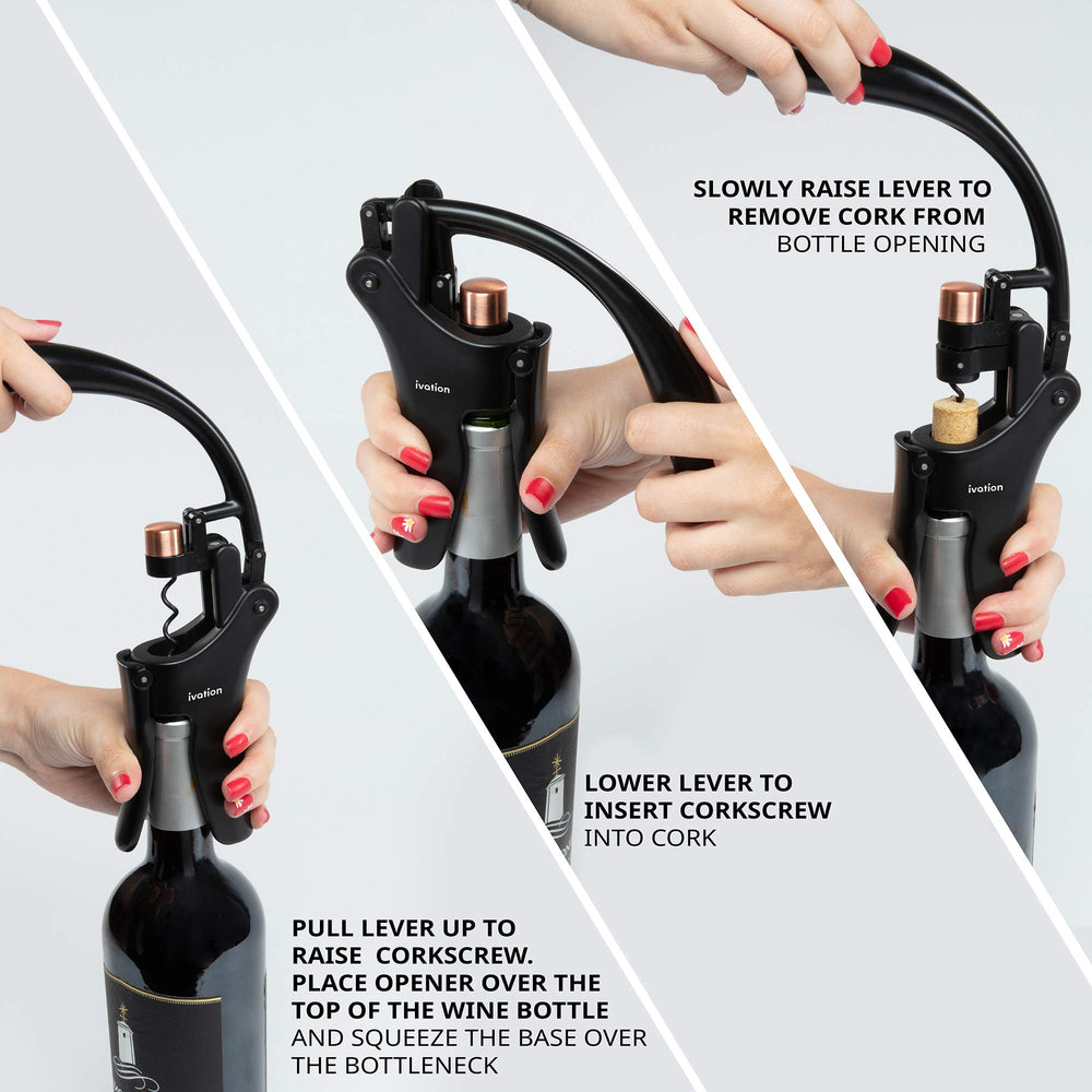 Ivation Wine Bottle Opener | Manual Handheld Corkscrew 