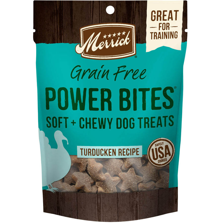 Power Bites Natural Soft And Chewy Real Meat Dog Treats, Grain Free Snack, Real Turducken Recipe - 6 oz. Bag