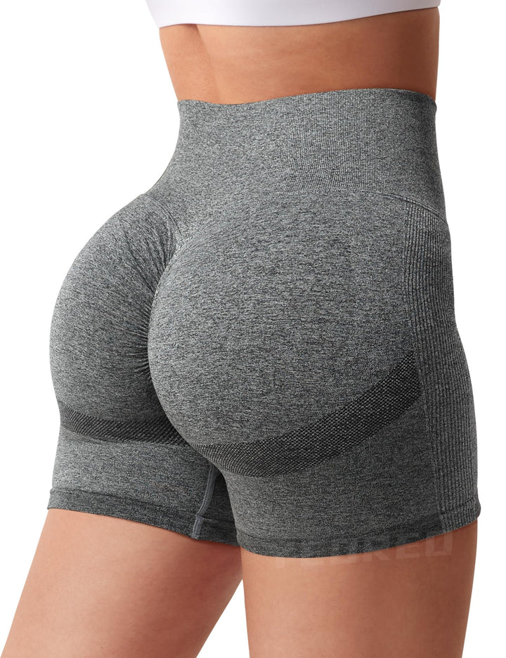 Women High Waist Workout Yoga Gym Smile Contour Seamless Cycling Shorts Dark Grey L