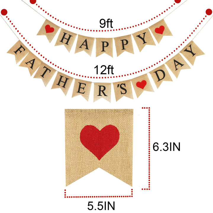 Burlap Happy Fathers Day Banner | Rustic Party Decorations Family Photo Prop Celebration