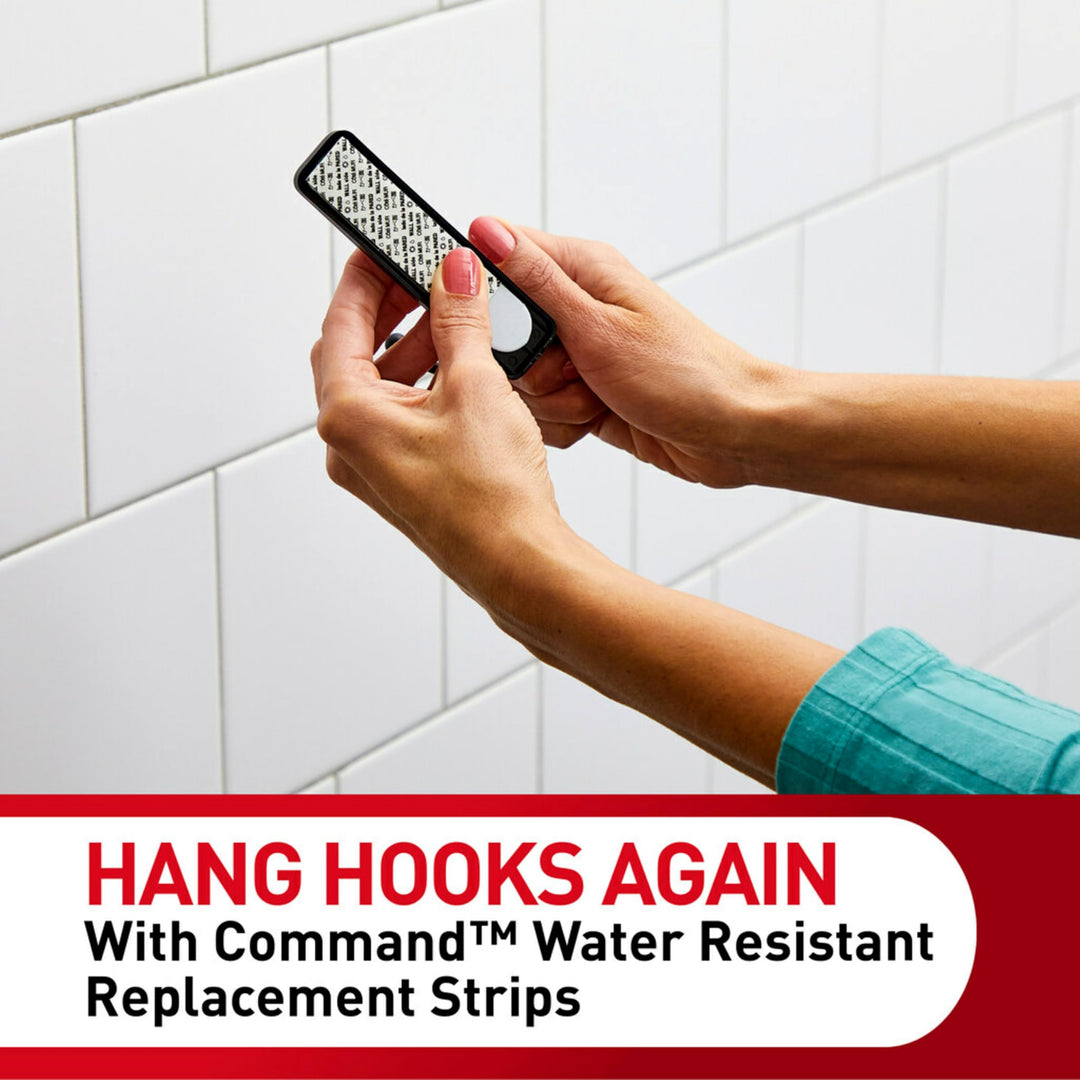 Bath Large Water-Resistant Adhesive Refill Strips, 4-Large Strips, Re-Hang Large Bath Hooks or Caddies