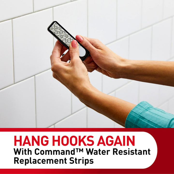 Bath Large Water-Resistant Adhesive Refill Strips, 4-Large Strips, Re-Hang Large Bath Hooks or Caddies