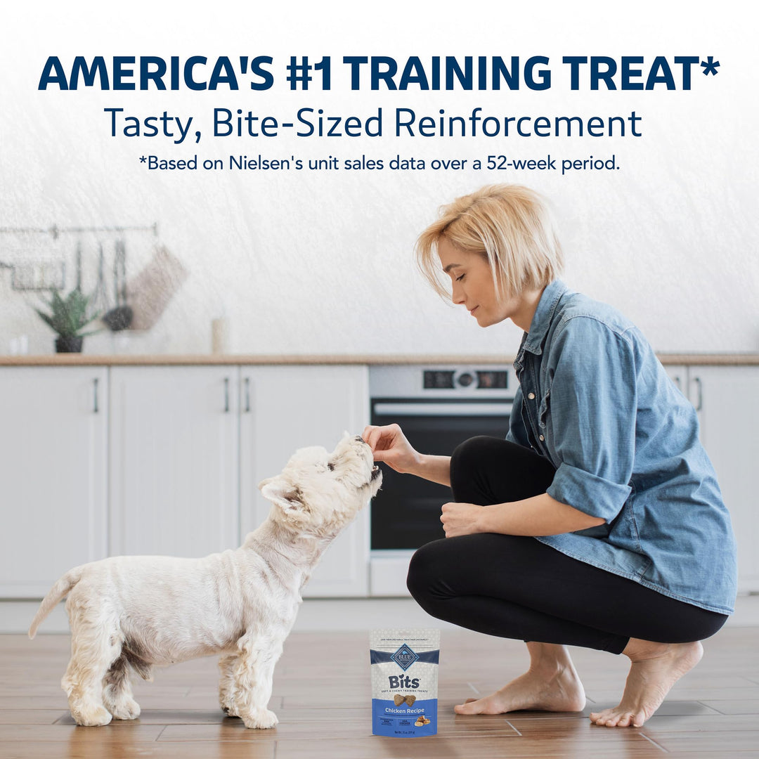 Blue Buffalo Bits Soft Dog Treats for Training, Made With Natural Ingredients & Enhanced with DHA, Chicken Recipe, 19-oz Bag