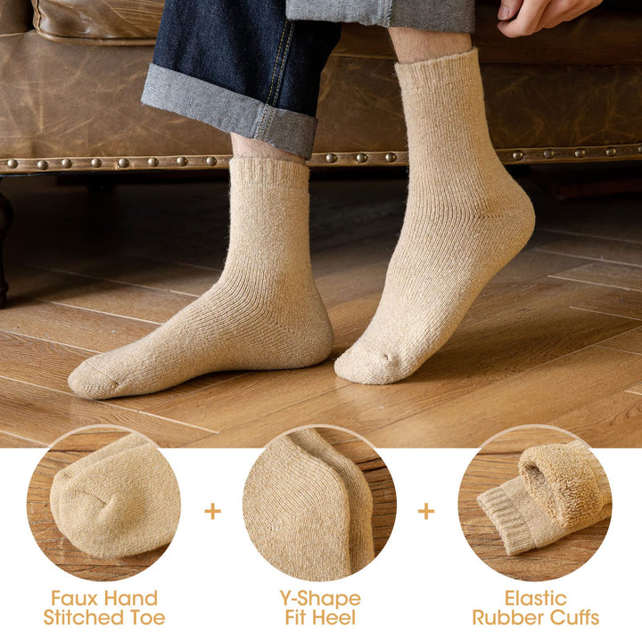 Mens Wool Thermal Socks Thick Warm Winter Wool Socks 3 Pairs Heavy Soft Boot Socks for Men for Cold Weather