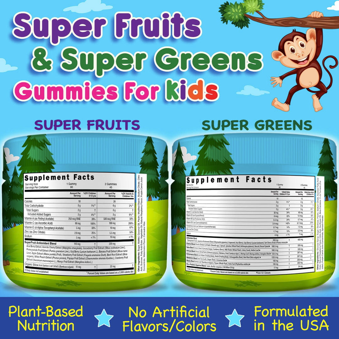 Infusions Super Fruit and Super Green Gummies for Kids 180 Count Superfood Blend Soft and Delicious Gluten Free Non-GMO