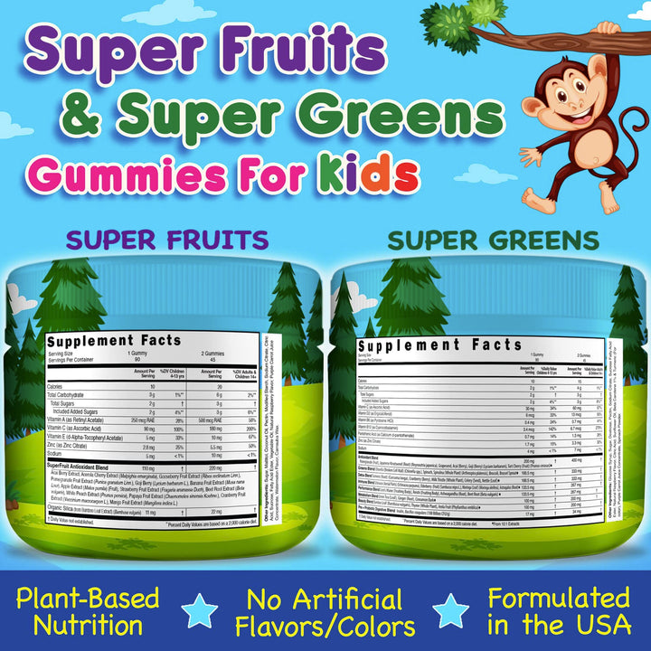 Infusions Super Fruit and Super Green Gummies for Kids 180 Count Superfood Blend Soft and Delicious Gluten Free Non-GMO