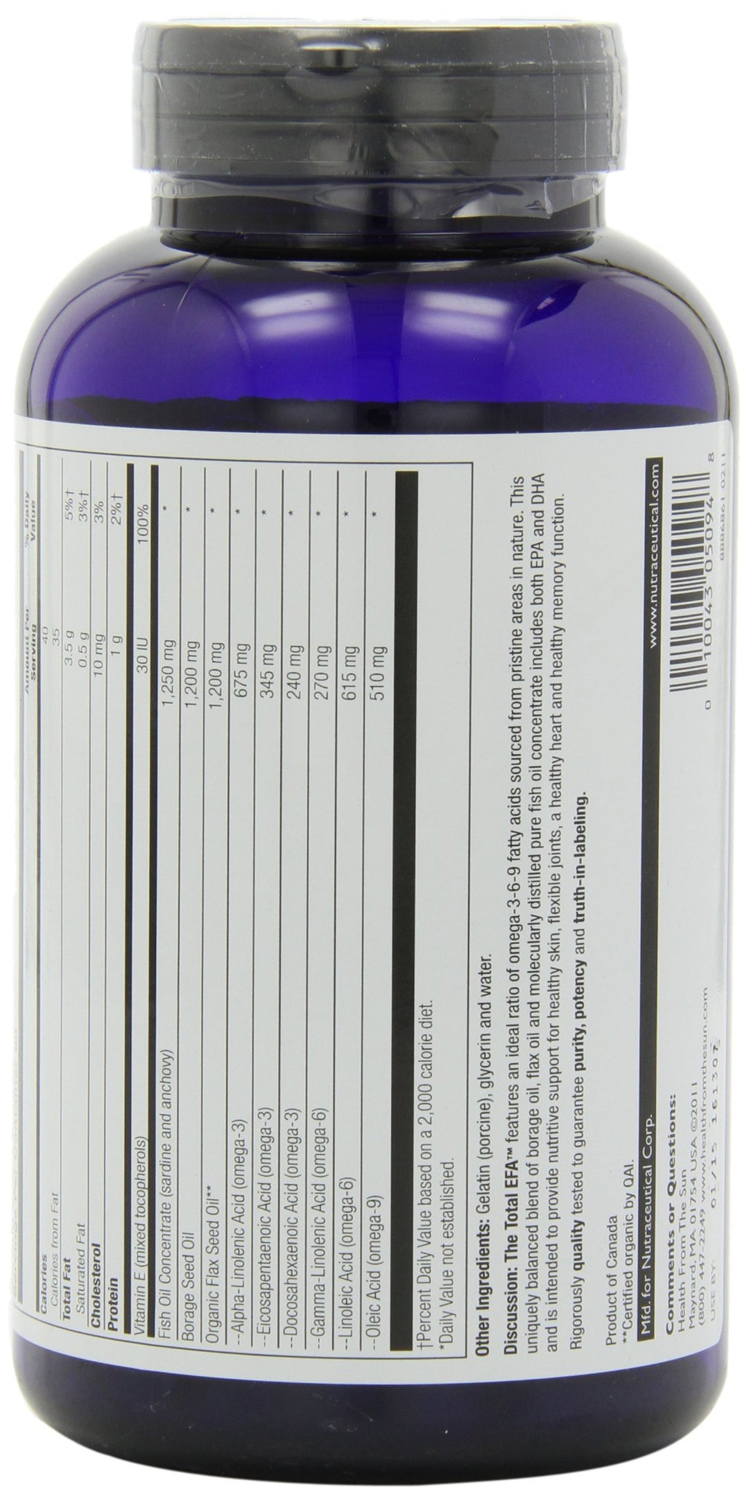 Health From the Sun The Total EFA Omega 3-6-9-180 Softgels by Health From The Sun