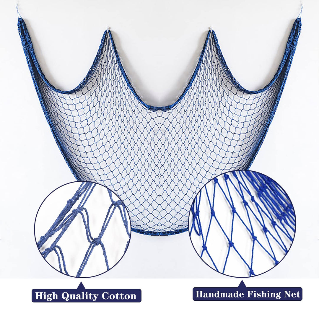 Decorative Fish Net, Nautical Fishing Net Decor for Party, Mediterranean Style Photographing Accessory, Natural Fishnet Decor for Wall/Table/Home, 200x100cm
