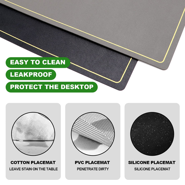 Placemats,Place Mats Coaster for Dinner Table Set of 4 Leather Placemats,Heat-Resistant Non-Slip Washable Insulation Placemats Modern Fashion Style Placemats,4 Placemats &amp; 4 Coasters (Black)