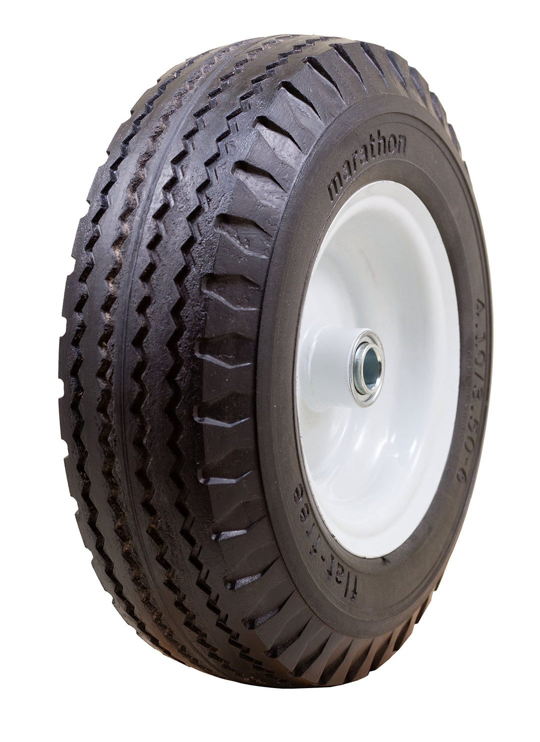 4.10/3.50-6 Flat Free, Hand Truck / All Purpose Utility Tire on Wheel, 3 Centered Hub, 3/4 Bearings