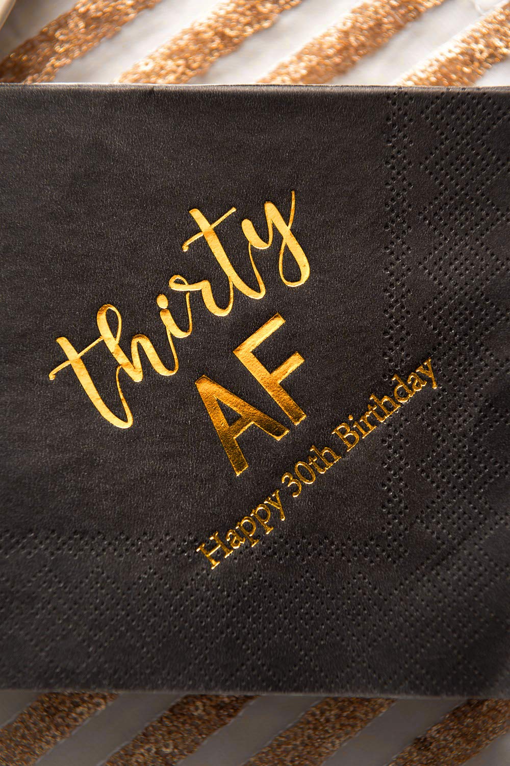 Crisky 30th Birthday Napkins Black Gold Thirty AF 30th 